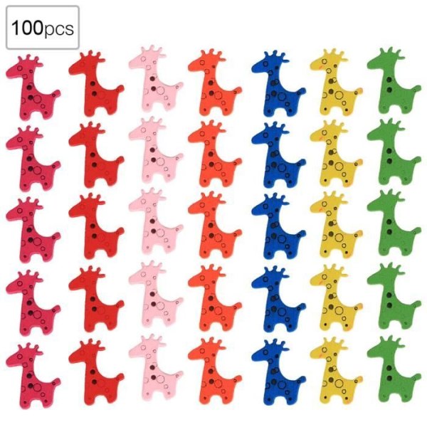 GOTOTOP Button Crafts 100st Färgglad Träknapp Giraffe Form Hantverk Barnkläder Tillbehör 25x20mm