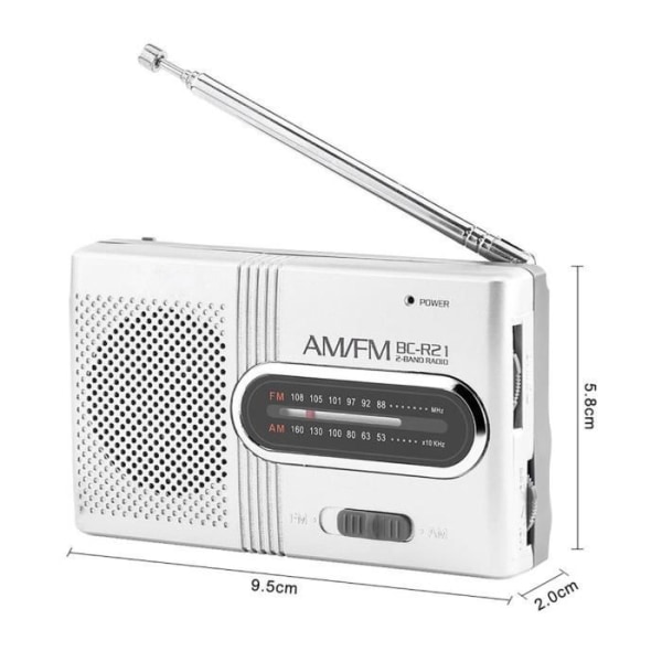 ARAMOX Bärbar Radio Musikspelare Mottagare Universal Bärbar AM/FM Mini Radio Stereohögtalare