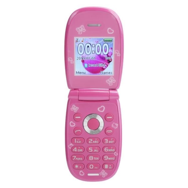 Duokon Mobile Phone Mini Flip Cell Phone 1,44" Dual Card Dual Standby 32MB+32MB 100‑240V US-kontakt (rosa)