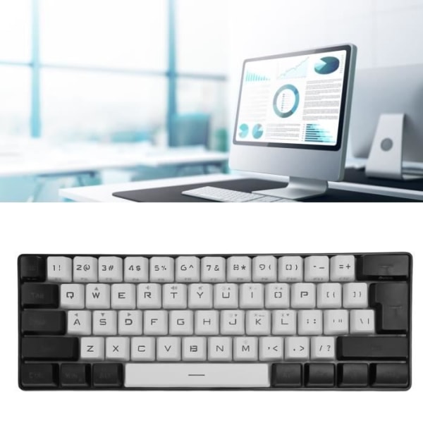 ETO- Mini RGB-tangentbord G61 Minitangentbord RGB LED-bakgrundsbelysning 61 tangenter Ergonomisk Mekanisk känsla Kabelanslutet tangentbord Vit