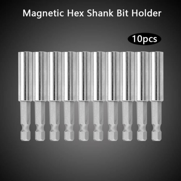 Noll bitshållare, 10 st 60 mm magnetisk snabbkoppling 1/4' sexkantsskruvmejsel Borrbitshållare förlängningsstång