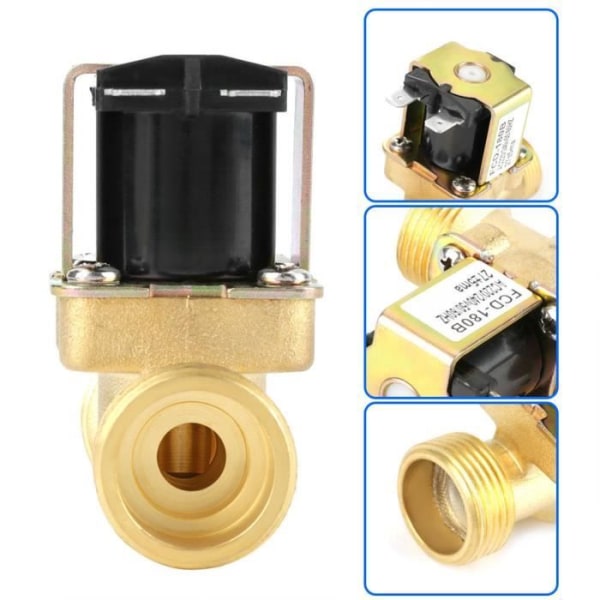 AC 220V G3/4 gängad magnetventil, Mässing Normalt stängd tryck elektrisk ventil för vattenkontroll,