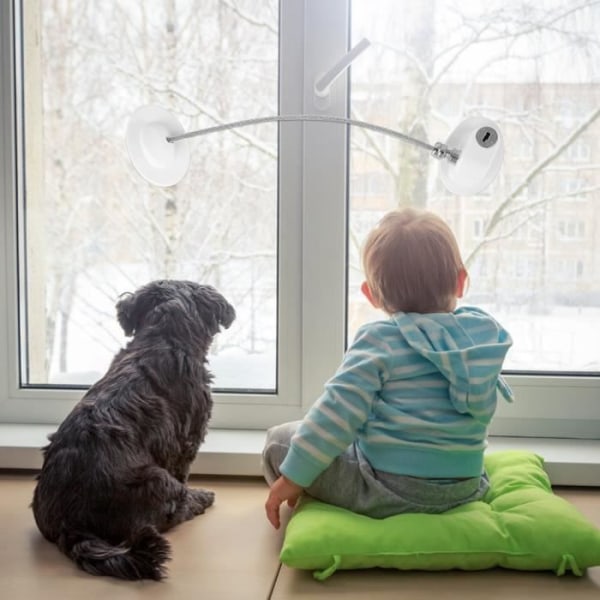 Säkerhetsfönster för babybarn - BOYOU - Säkerhetskabellås (vit) - Utanpåliggande - Metall