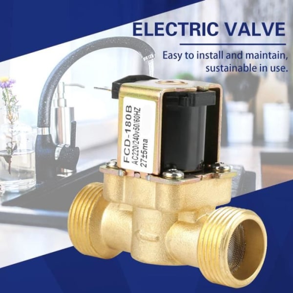 AC 220V G3/4 gängad magnetventil, Mässing Normalt stängd tryck elektrisk ventil för vattenkontroll,