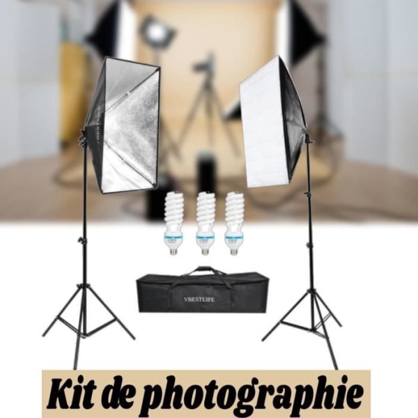 Fotograferingssats - ARAMOX - FHE5 - Softbox och 135W lampor - 2 m belysningsstativ