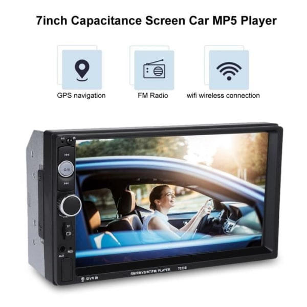 BOYOU 7-tums pekskärm dubbel din bil mp5-spelare stereo bilradio FM-stöd omvänd bild