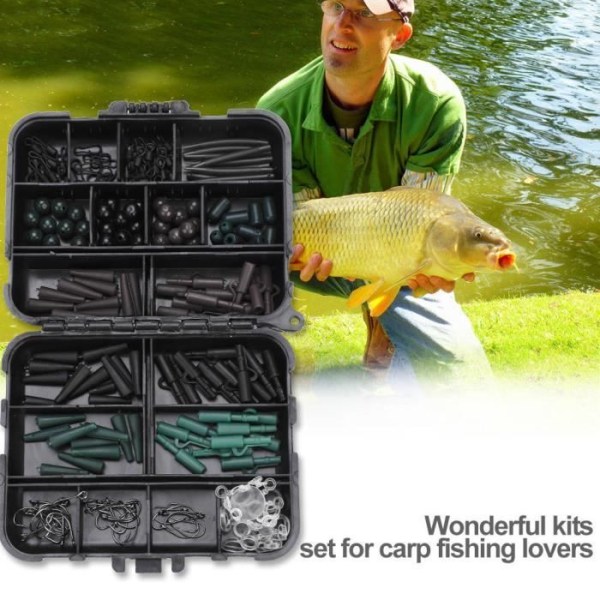 Carp Fishing Kits Tackle Box Set med 188 riggriggar tillbehör med svängbara krokar