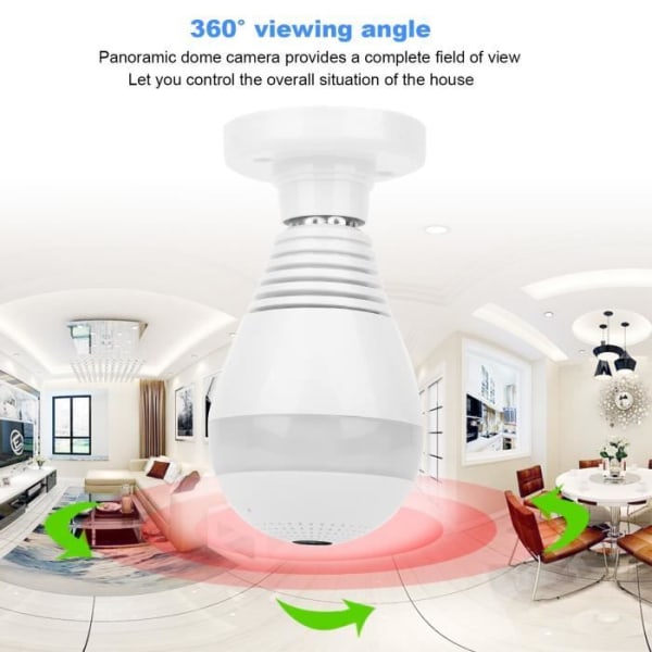 Duokon Bulb Camera 1080P Panoramic Bulb Camera White Light Infrared Wifi Night Vision för säkerhetssystem