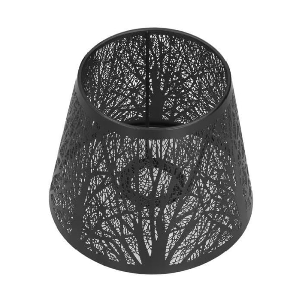 FRA - Smidesjärn lampskärm Smidesjärn lampskärm snidad skogsträd formad mini lampskärm E27- svart