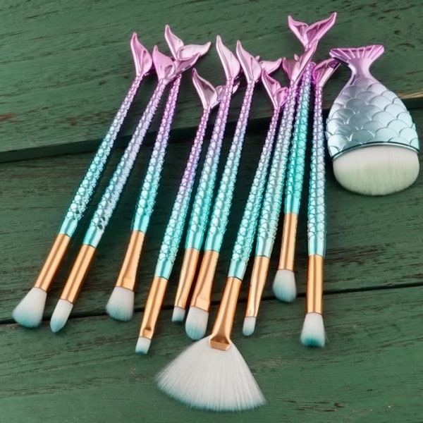 11 st Makeup Brushes Kit, Mermaid Makeup Ögonborstar Kosmetika Eyeliner