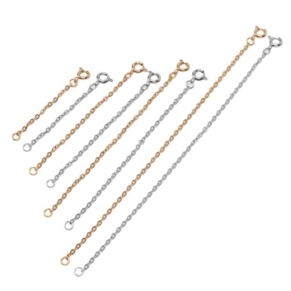 8 st Halsbandsförlängare Halsband Förlängning Kedjejustering Rostfritt stål Silver Guld DIY dekorationsverktyg
