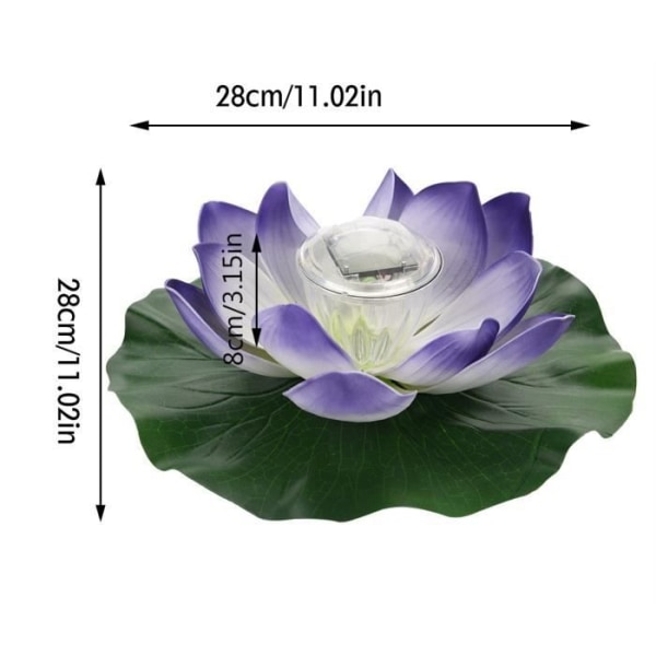 Solenergi Vattentät LED Färgskiftande Lotus Flower Floating Lamp Färgglad Lila trädgård