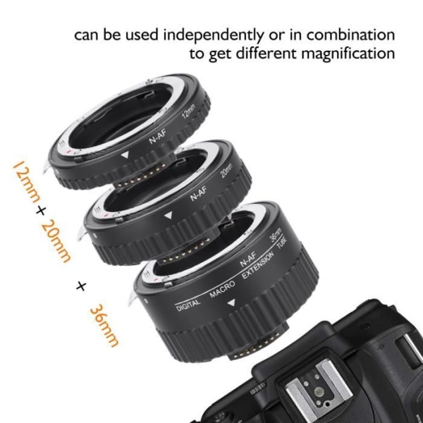 Cikonielf Macro Lens Ring för Nikon For Meike 12mm+20mm Auto Focus Macro Extension Lins Tube