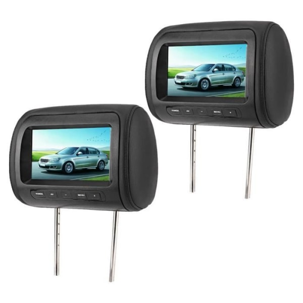 2st Bil DVD-spelare 7 i justerbar trådlös kontroll Nackstöd LCD Videospelare USB MP5 Display Svart