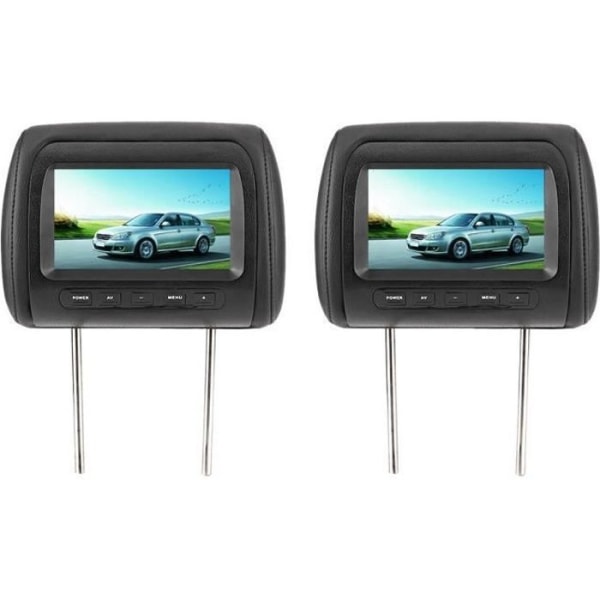 AYNEFY Bil DVD-spelare 2st 7 i trådlös kontroll Justerbart nackstöd LCD-videospelare USB MP5-skärm Svart