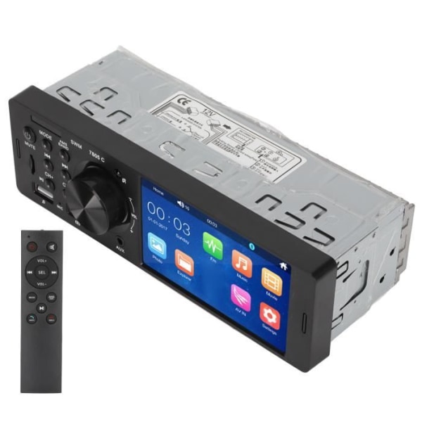 HURRISE Bilradio FM 4.1-tums MP5-spelare för bil HD-pekskärm Dubbel USB-port Bluetooth Hands-Free Call Reverse Image System