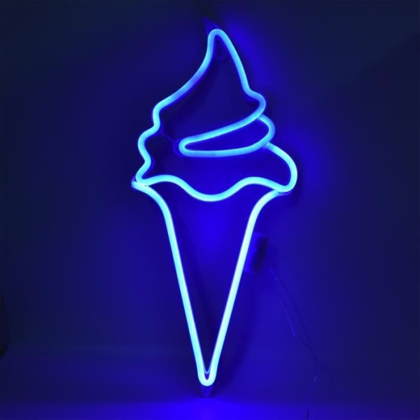 LUA - Ice Cream Shape LED neonljusskylt med fjärrkontroll USB eller batteridriven festdekor (blå
