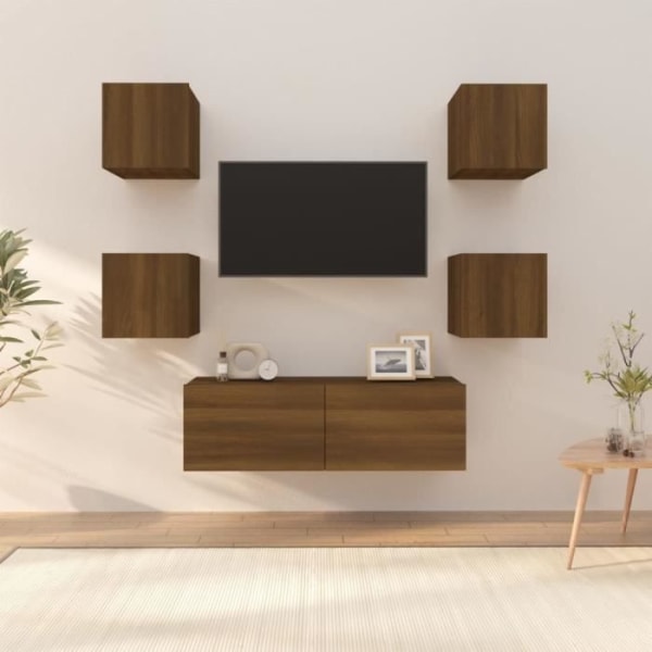 FHE - Möbler - Väggmonterad TV-enhet Brun Ek Konstruerat trä - HÖG KVALITET - DX02262