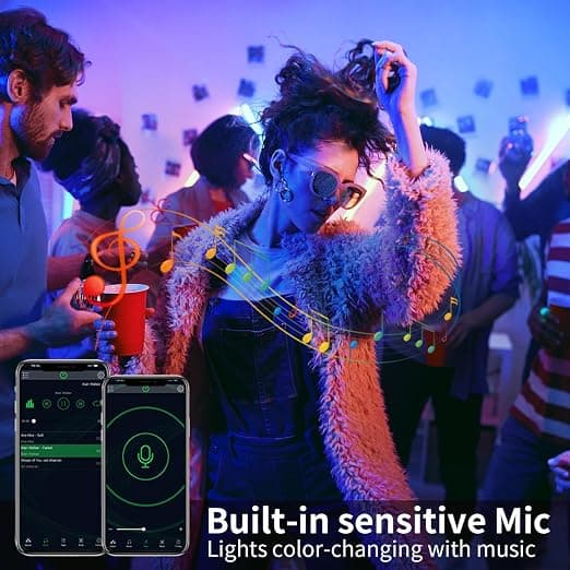 30M LED-strips Musikk-synkronisering RGB Bluetooth Fargeskiftende Fleksible LED-lysstrips, med Smart App Kontrollfjernkontroll