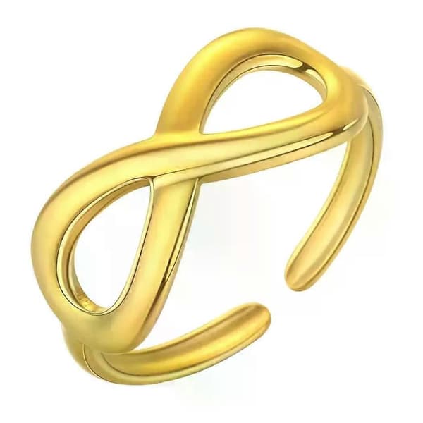 【2F】QIAMNI Infinity Love Eig2F Knot Open Knuckles Ringe Rustfrit Stål Delikat Bryllupsgave Løfte Evig Uendelig Ring Smykker 7 Gold-color