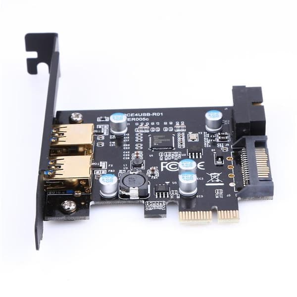 PCI-Express USB3.0 2-porters frontpanel med 19-pin strømkontrollkortadapter