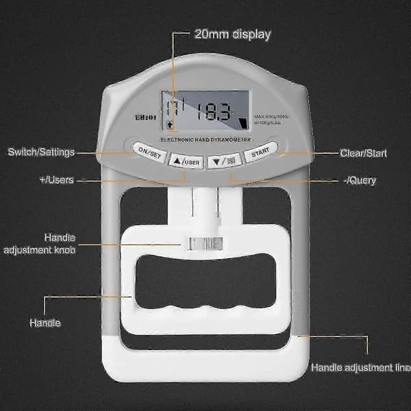 Digital hånddynamometer, grebsstyrketester, håndgrebsstyrkemåler