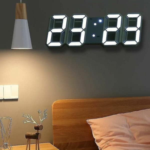 [2F]Stor 3D LED digital veggklokke
