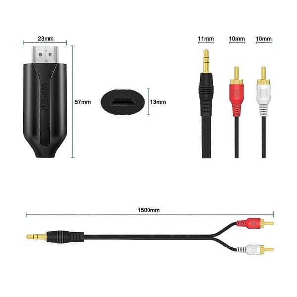 (Ny) 1m HDMI ARC til RCA lydkabel lyduttrekkeradapter for lydsystemer og høyttalere Inte angivet