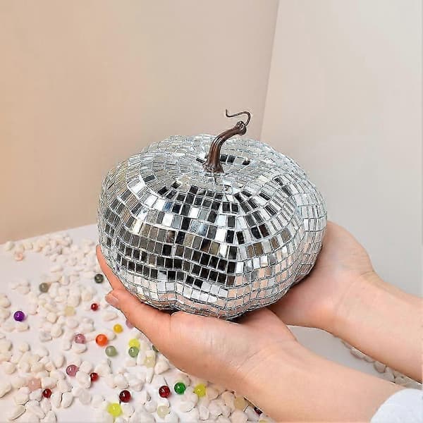 Sølv Speil Diskokule, Gresskarformet Diskokule, Egnet for DJ-klubb, Halloween Reflekterende Gresskar