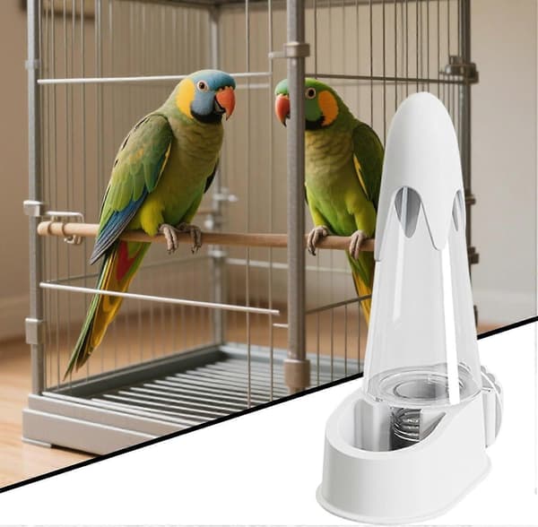 Fågelvattendispenser, vit automatisk burmatare för papegojor och parakiter, hydreringssystem, enkel installation