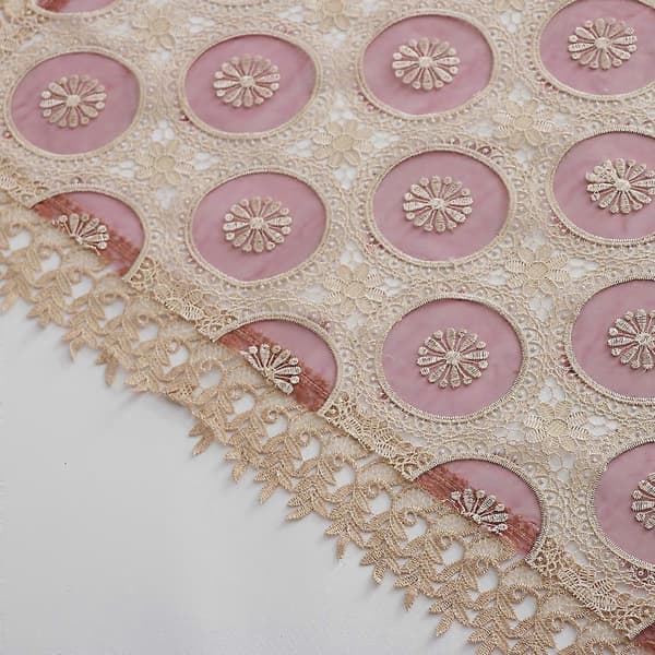 Broderad spetsduk Retro bordsduk Festdekor Röd Wine Red 85x85cm