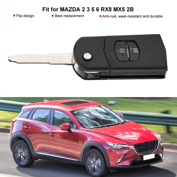 [2F]Flip 2-knapps nøkkelfob-deksel passer til MAZDA 2 3 5 6 RX8 MX5 2B