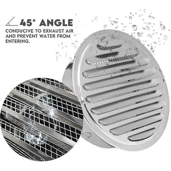Ventilationsgaller, Rostfritt stål, 160 mm, Silver