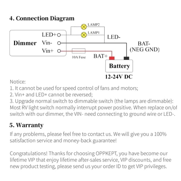 PWM LED lysdæmper 12V-24V 5A til problemfri dæmpning i autocampere, lastbiler og både