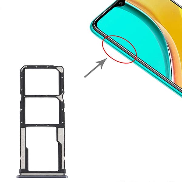 (Ny) SIM-kortskuff + Micro SD-kortskuff for Xiaomi Redmi 9/Poco C31 Black