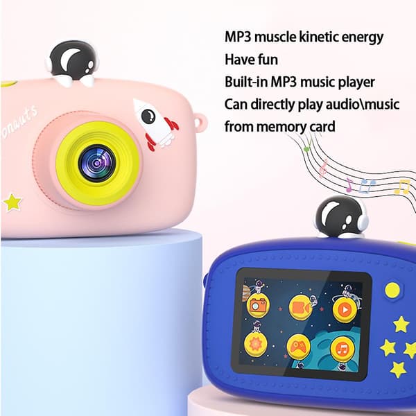 Tecknad barn-selfiekamera leksak mini digital videokamera barn julklappar 1080P Pink Single camera
