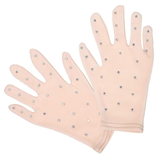 Khaki kunstløpshansker for kvinner 1 par med rhinsteiner for opptreden