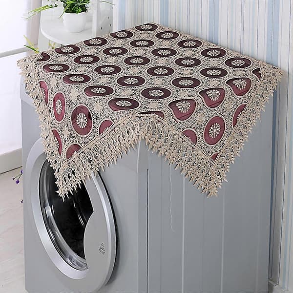 Broderad spetsduk Retro bordsduk Festdekor Röd Wine Red 60x60cm