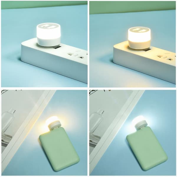 i 1 Mini USB LED Billampe USB-splitter Reiselampe Nattbordslampe Varm vit
