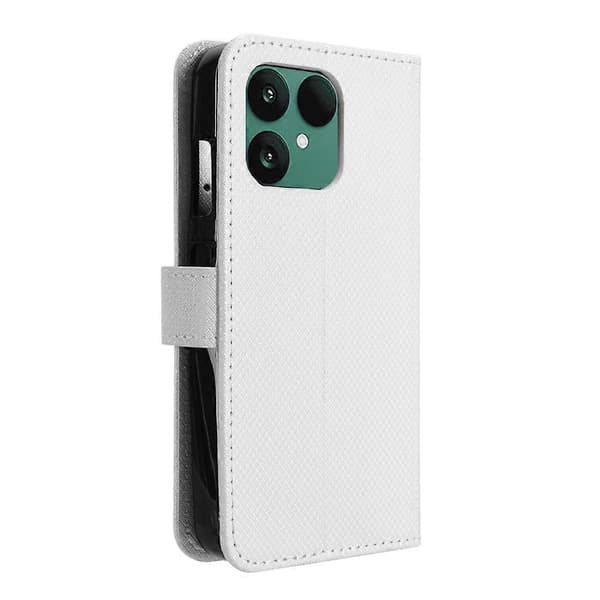 Diamanttekstur læder telefoncover til Fairphone 6 White