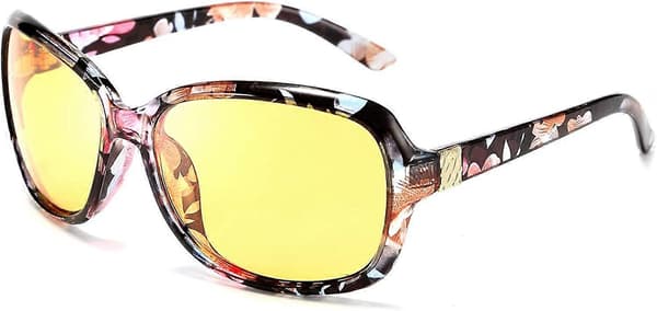 Klassiske Dame Nattbriller Kjøring Anti Refleks Wrap Around Gule Solbriller B2548—dt