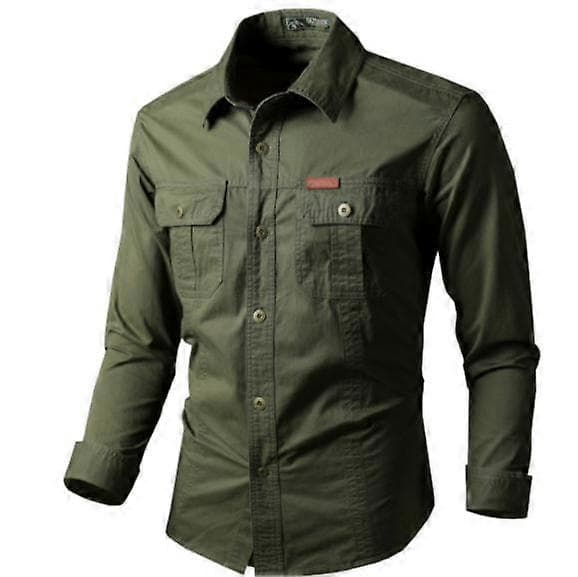 Arbejdsskjorte med lange ærmer til mænd (S-4XL) green XL