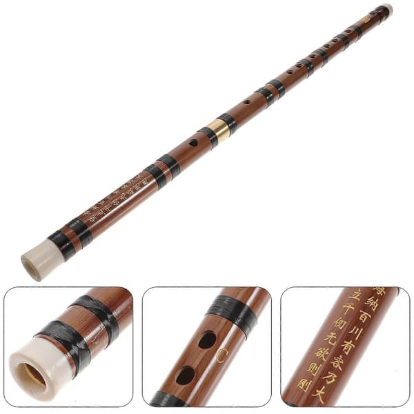 1 sett bambusfløyte profesjonell spillefløyte klassisk musikkinstrument (C-dur) Light Brown