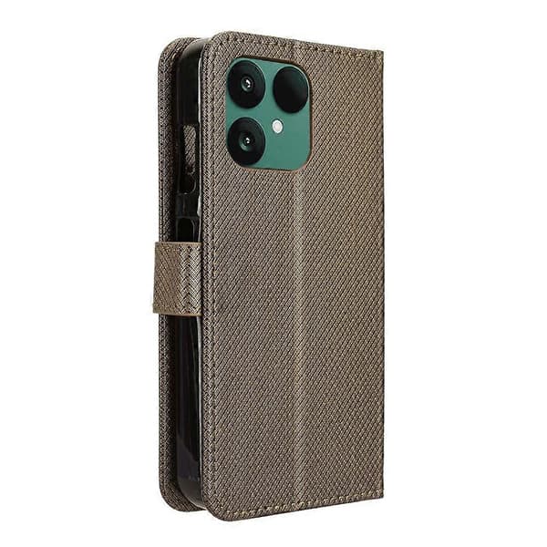 Telefonfodral i läder med diamantstruktur för Fairphone 6 Brown
