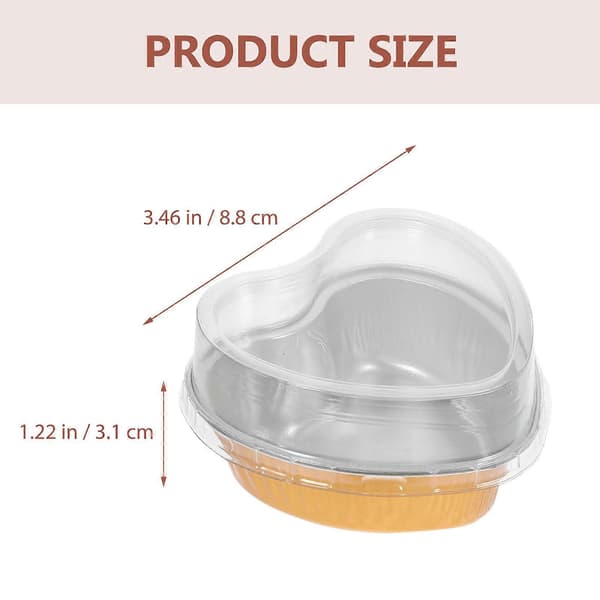 Hjerteformet folieform kakeform 10 stk for baking med praktisk lokksett