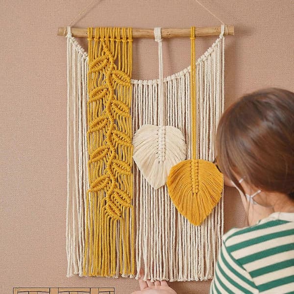 Håndvævet gobelin til elskabsdæksel til boligindretning[2F] Yellow 40*60cm