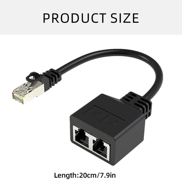 RJ45 Ethernet-splitterkabel, 1 han - 2 hun LAN Ethernet-splitter til Cat5