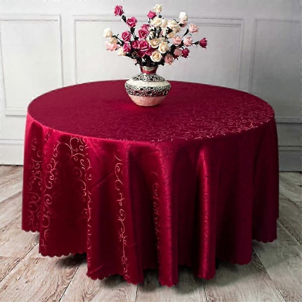 25-26 Duk Rund Polyester Jacquard Bröllopsduk Morning Glory Tryck Eleganta Dukar För Matbord Heminredning pink Diameter 1.6M