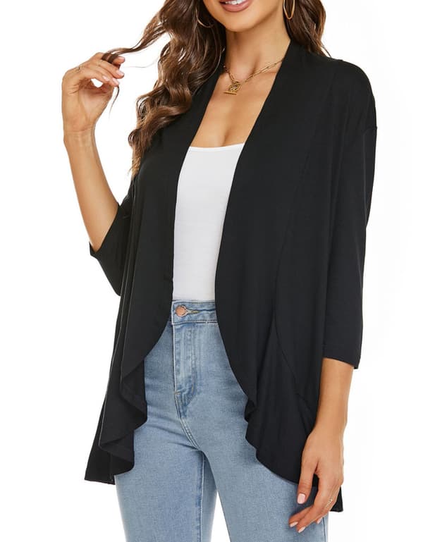 Naisten kesäneule - Kevyt ja pehmeä musta Black 2XL