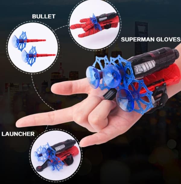 【2F】Barn Spiderman Web Shooter Launcher Leksak Handske Pil Cosplay